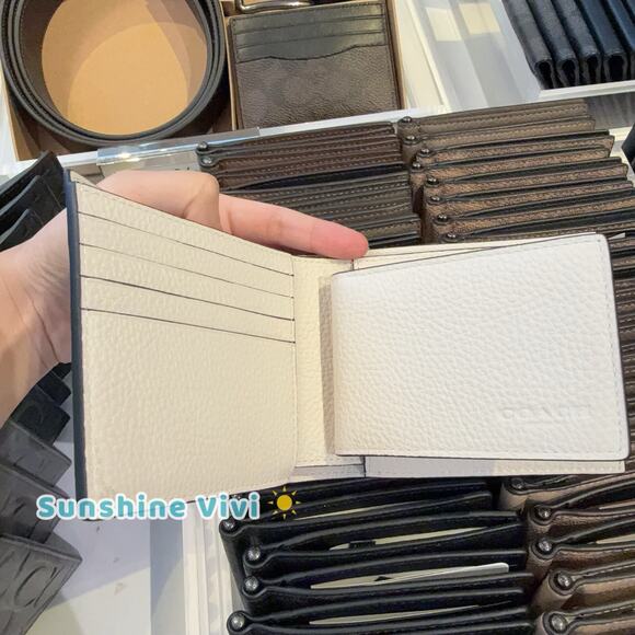 NWT Coach billfold wallet signature canvas varsity motif CAK48 Chalk & Black - Picture 2 of 8